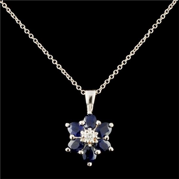 14K Gold 1.70ct Sapphire & 0.05ctw Diamond Pendant
