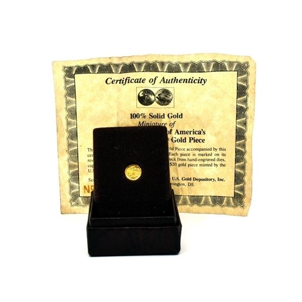 24K Solid Gold Saint-Gaudens Mini Coin COA