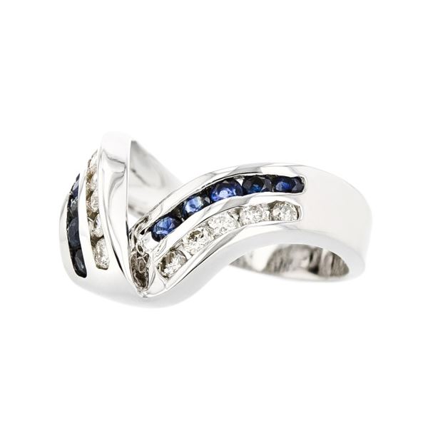 14K Gold  0.66ctw Sapphire & 0.52ctw Diamond Ring