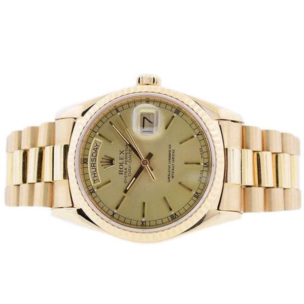 Rolex Day-Date 18K Gold President Index 36 Watch