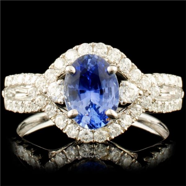 18K Gold 1.05ct Sapphire & 0.45ct Diamond Ring