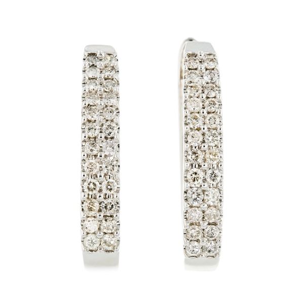 14K White Gold 1.35ctw Diamond Hoop Earrings