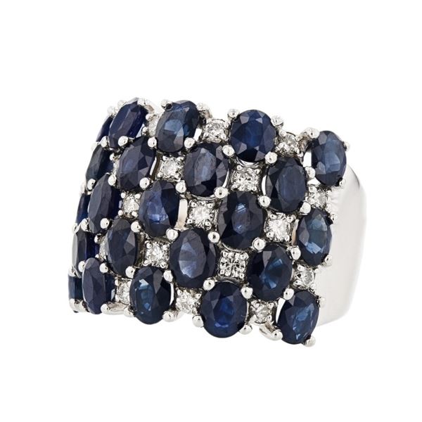14K White Gold 5.95ctw Sapphire & 0.60ctw Diamond