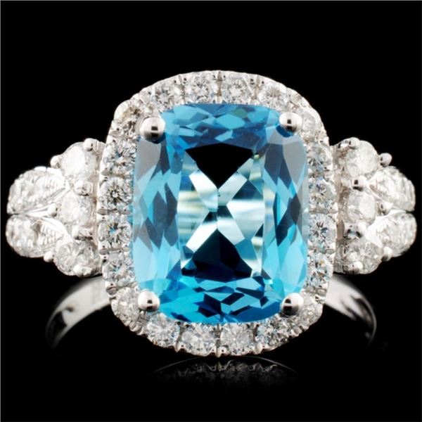 14K Gold 3.40ct Topaz & 0.75ct Diamond Ring