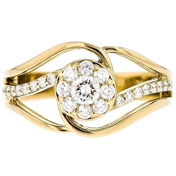 14K Yellow Gold 0.55ctw Diamond Pave Ring
