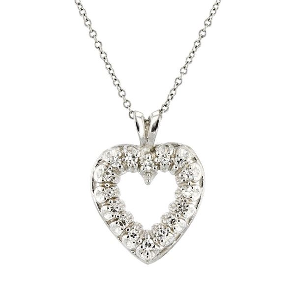 14K White Gold 0.20ctw Diamond Pendant with chain