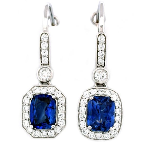 18K Gold 2.77ct Sapphire & 0.67ct Diamond Earrings