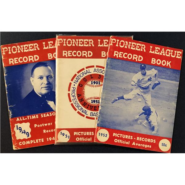 1949, 1951 & 1952 PIONEER LEAGUE LEAGUE RECORD BOOKS