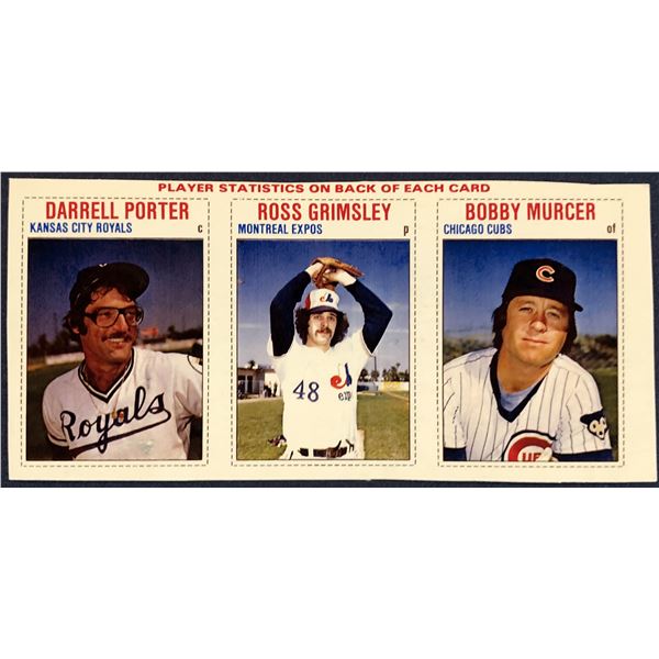 1979 HOSTESS BASEBALL PANEL - PORTER/GRIMSLEY/MURCER