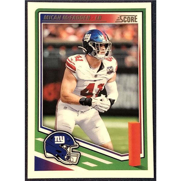 2025 SCORE NFL FOOTBALL MICAH McFADDEN