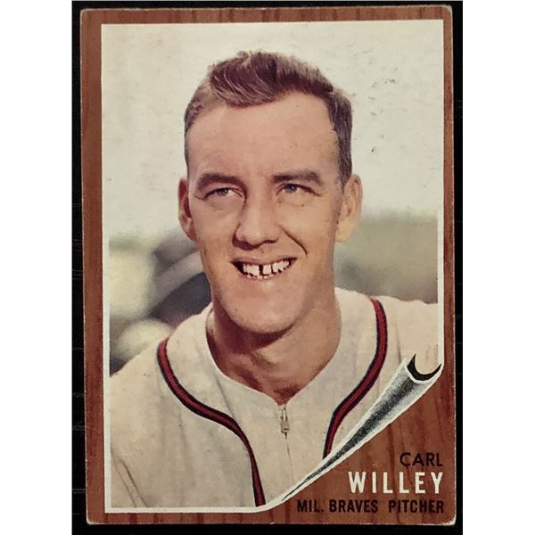 1962 TOPPS CARL WILLEY (NO CAP VARIATION)
