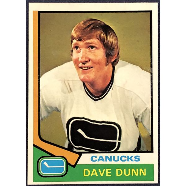 1974-75 TOPPS NHL DAVE DUNN ROOKIE CARD