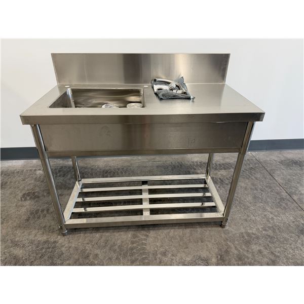 NEW IN CRATE - Stainless Steel Sink w/ Work Surface, Backsplash, Faucet/Undershelf, 48"x24" (Sink D)