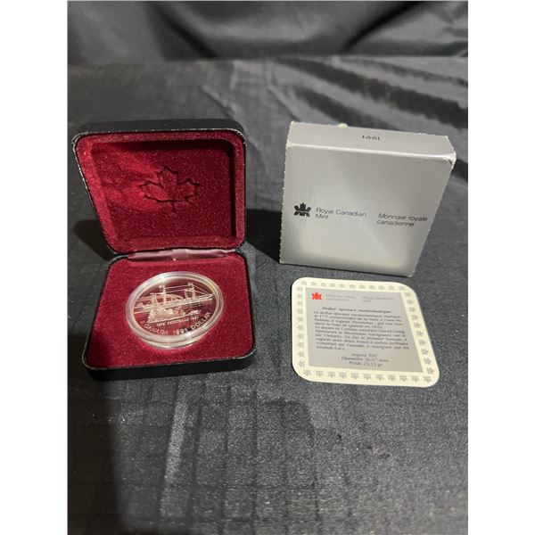1991 Royal Canadian Mint Proof Silver Dollar Steamer Frontenac 175th Anniversary