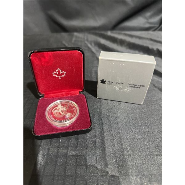1983 Canada Universiade Edmonton Silver Dollar, .500 Silver, 23.33g, Box and COA