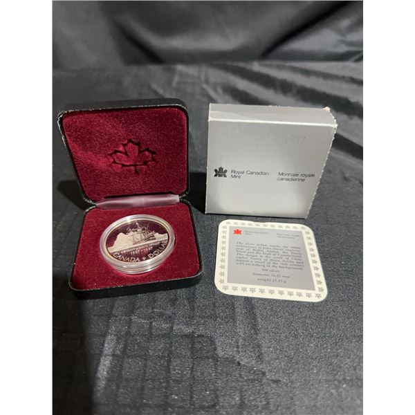 1987 Canada Proof Silver Dollar Davis Strait 400th Anniversary in Case with COA