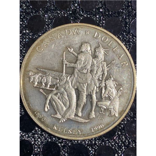 1990 Canada Dollar Kelsey Commemorative Coin, 500 Silver, 23g, Elizabeth II