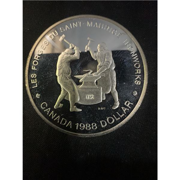 1988 Canada Silver Dollar, Les Forges Du Saint-Maurice, 23g, .500 Silver