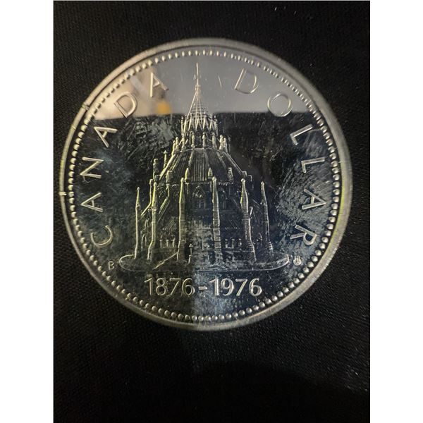Canada 1876-1976 Centennial Silver Dollar, .500 Silver, 23g, Parliament Building Design