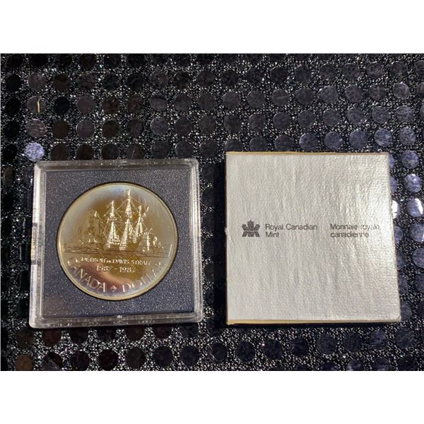 1987 Royal Canadian Mint Silver Dollar Détroit De Davis Strait 500 Silver 23.4g Proof Coin