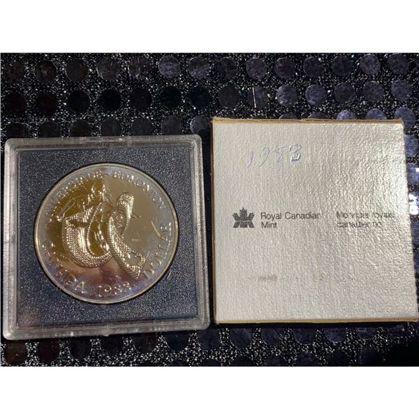 1983 Royal Canadian Mint Universiade Edmonton Silver Dollar Coin, 500 Silver, 23.4g