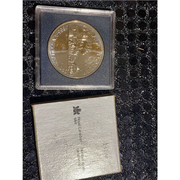 1986 Canada Vancouver Dollar Proof Coin, 500 Silver, 23.4g, Royal Canadian Mint Case