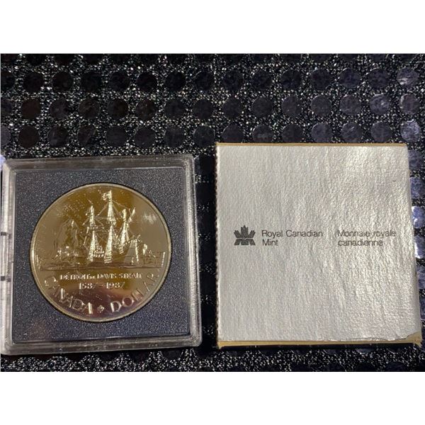 1987 Royal Canadian Mint Davis Strait Dollar, .500 Silver, 23.4g, With Case