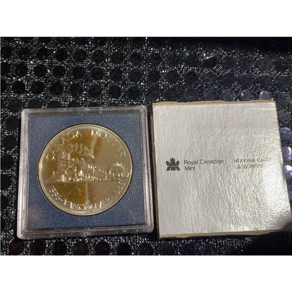 1986 Canada Vancouver Commemorative Silver Dollar, 500 Silver, 23.4g, Royal Canadian Mint