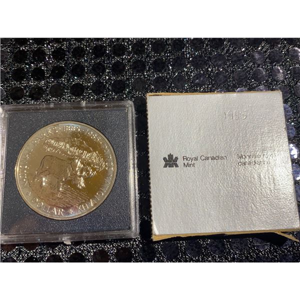 1985 Canada National Parks Dollar Coin, 500 Silver, Royal Canadian Mint, Moose Design, 23.4g