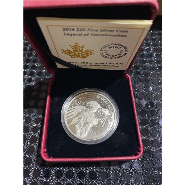 2014 $20 Fine Silver Coin Legend of Nanaboozhoo Royal Canadian Mint 31.39g