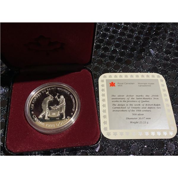 1988 Royal Canadian Mint Silver Dollar Saint-Maurice Ironworks 23.33g .500 Silver