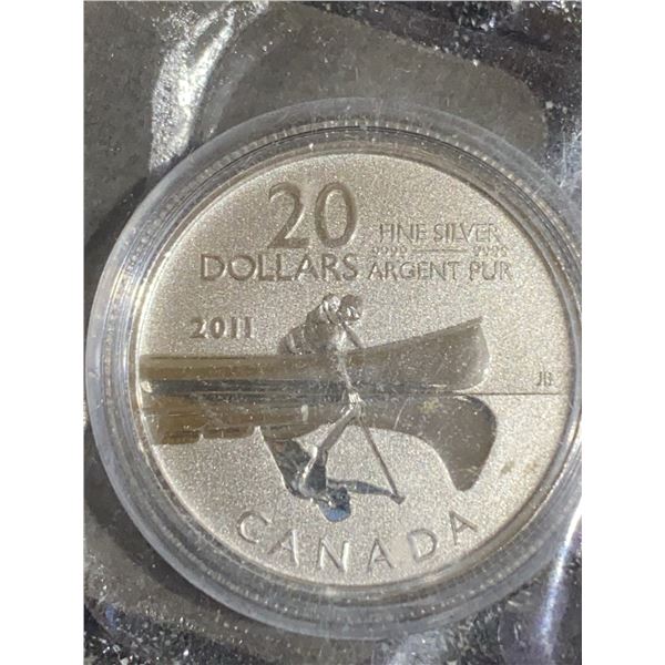 2011 Canada $20 Fine Silver Canoe Coin Elizabeth II