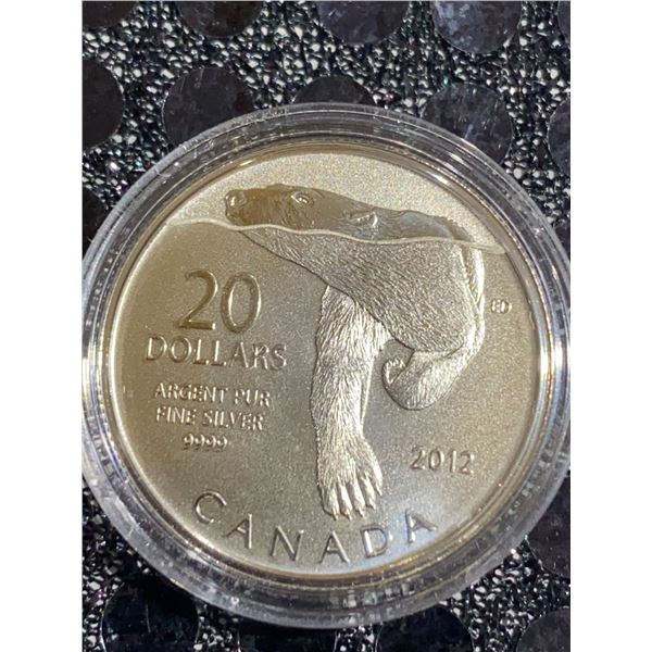 2012 Canada $20 Fine Silver Coin Polar Bear in Capsule