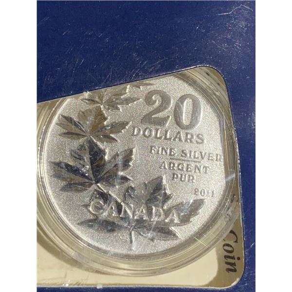 2011 Canada $20 Fine Silver Coin Commemorative Maple Leaf in Original Packaging