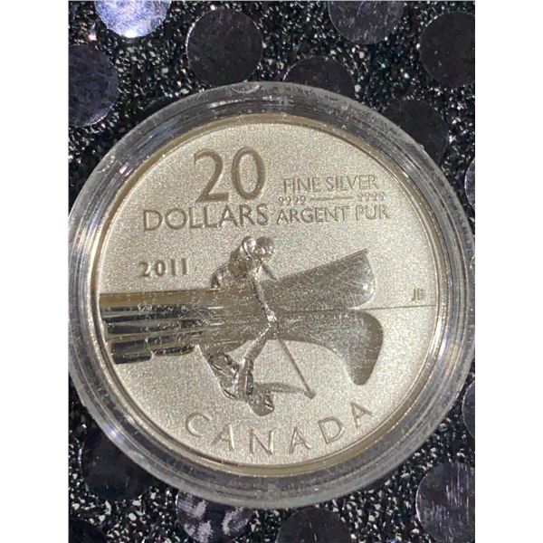 2011 Canada $20 Fine Silver Canoe Coin, Queen Elizabeth II Obverse