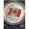 Image 1 : 2015 Canada $3 Fine Silver Coin With Coloured Canadian Flag, Elizabeth II Obverse