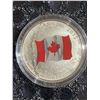 Image 1 : 2015 Canada $5 Fine Silver Coin With Colourized Canadian Flag, .9999 Silver