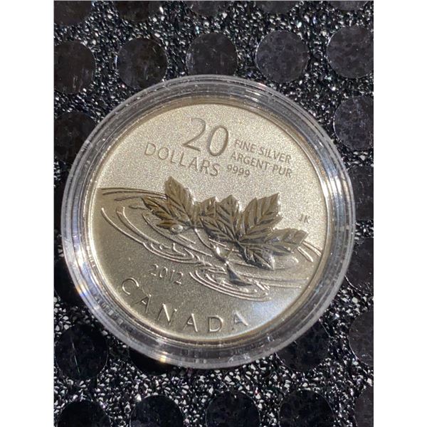 2012 Canada $20 Fine Silver Coin 9999, Maple Leaf, Elizabeth II, in Capsule