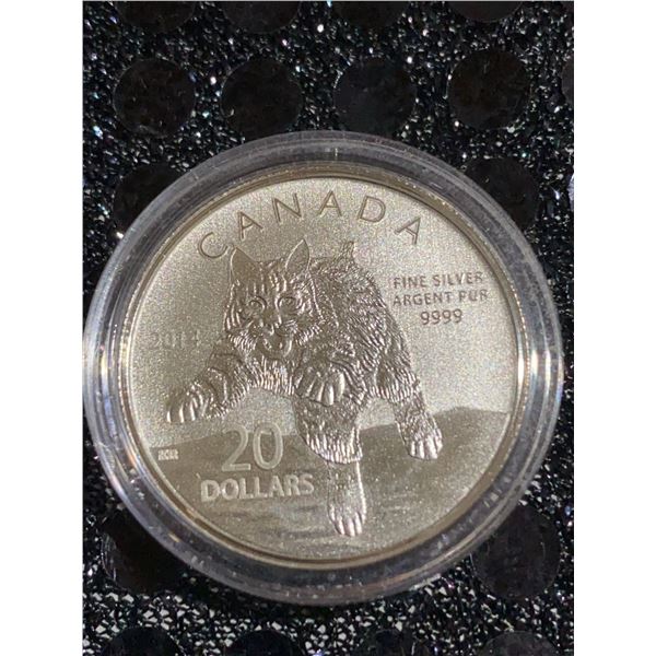 2014 Canada $20 Fine Silver Coin 'Bobcat' .9999 Queen Elizabeth II