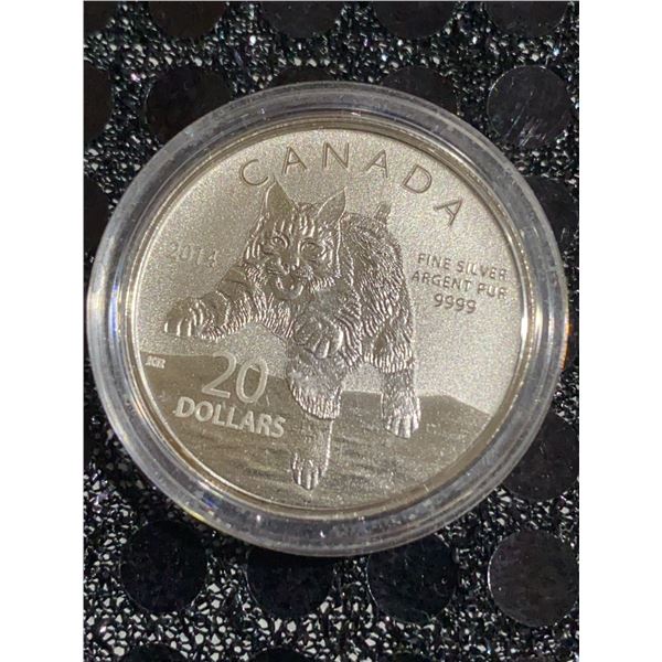 2014 Canada $20 Fine Silver Coin Lynx .9999 1 oz In Capsule
