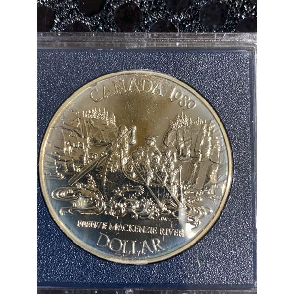 1980 Canada Proof Silver Dollar 500 Silver Commemorative Mackenzie River Canoe Voyage