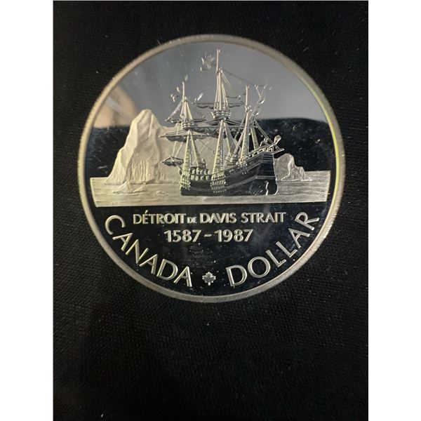 1987 Canada Dollar Détroit de Davis Strait 23g .500 Silver Proof Coin