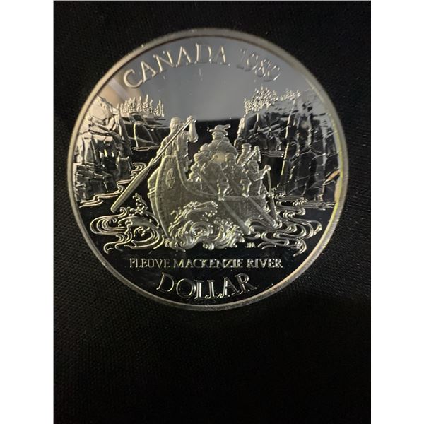 1989 Canada Silver Dollar Mackenzie River Canoe Proof Coin Queen Elizabeth II