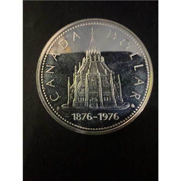 Canada 1876-1976 Centennial Silver Dollar, 23g .500 Silver, Parliament Building Reverse