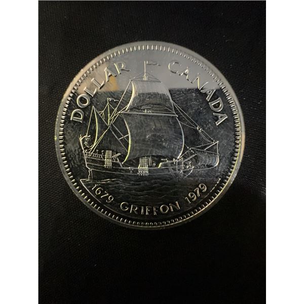 1979 Canada Dollar Silver Coin Le Griffon 23g .500 Silver With Queen Elizabeth II