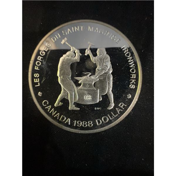 1988 Canada Dollar 23g .500 Silver Coin Les Forges du Saint-Maurice Ironworks