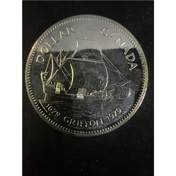 1979 Canada Silver Dollar 23g .500 Silver Le Griffon Ship Commemorative Coin