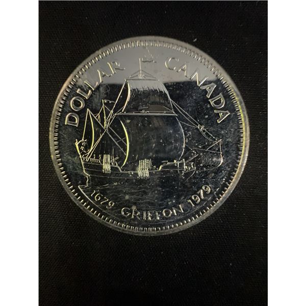 1979 Canada Silver Dollar 23g .500 Silver Griffon Ship Commemorative Coin