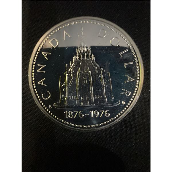 1976 Canada Silver Dollar, 23g, .500 Silver, Parliament Centennial Commemorative Coin