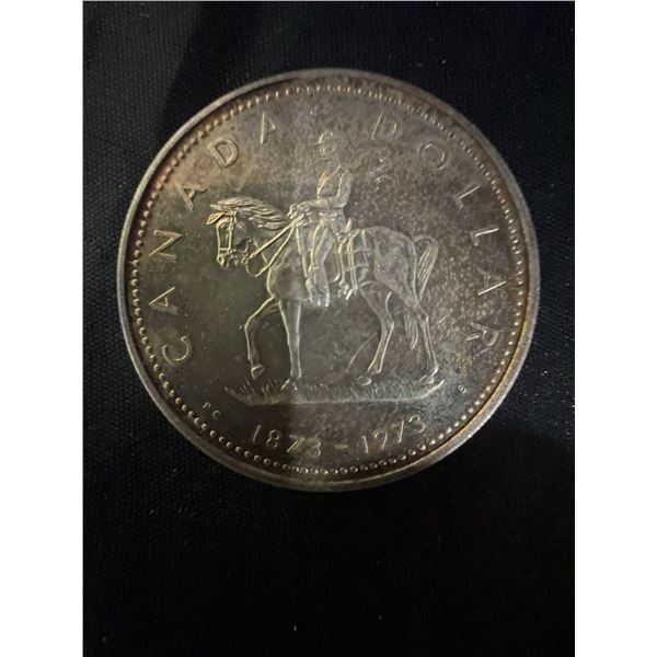 1973 Canada Silver Dollar 23g .500 Silver RCMP Centennial Commemorative Coin Queen Elizabeth II